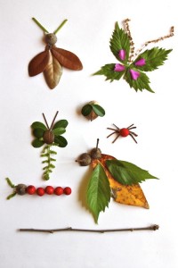 Animales decorativos con hojas de árboles
