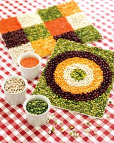 Mosaico con legumbres caducadas