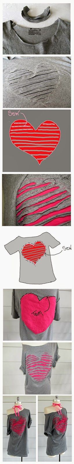 Reutilizar camiseta vieja con corazón  para el 14 de febrero