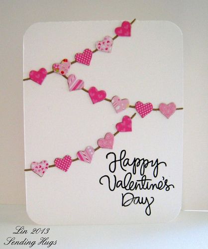 Tarjeta postal San Valentín con retales de tela y cartón