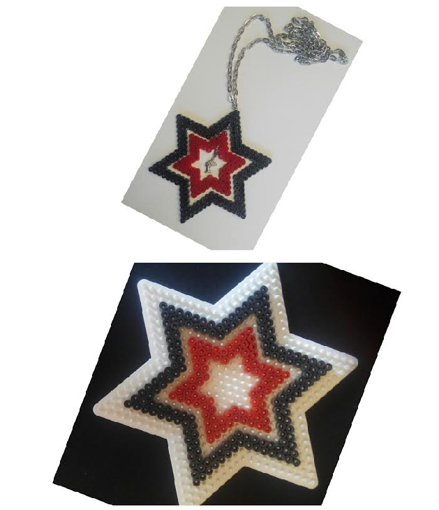 Piezas para el colgante de hama beads forma de estrella con esfinge egipcia