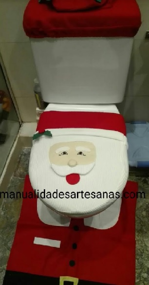 Funda inodoro Papá Noel con retales de tela