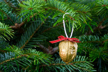 Adornos con nueces para decorar el pino de Navidad