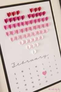Calendario San Valentín con retales de tela