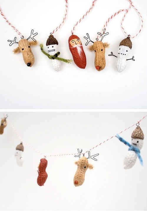 Adornos de Navidad con cáscaras de cacachuetes
