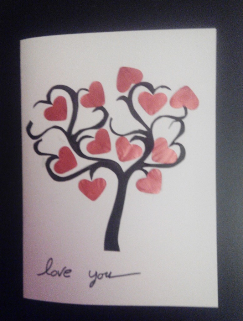 Tarjeta San Valentín árbol del amor con nespresso