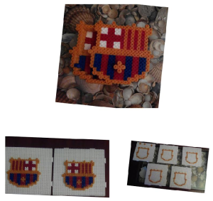 Collage piezas de caja del Barça con hama midi