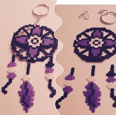 Llavero atrapasueños de hama beads mini