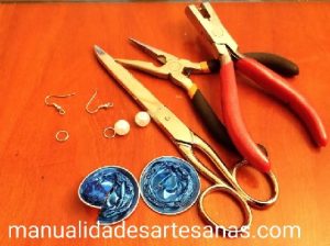 Materiales para pendientes de lazos nespresso y perlas